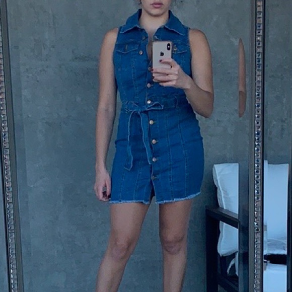 FREE📦 Collar Button Up Mini Denim Dress - Picture 5 of 6